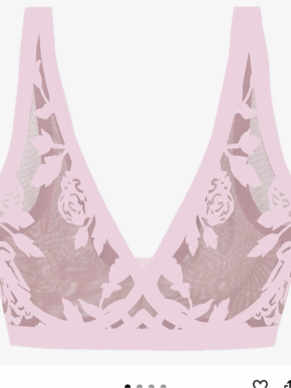 EBY Floral Lace V-Neck Bralette in Pale Pink